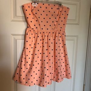 Peach Polka Dot Mini Strapless Dress Size L